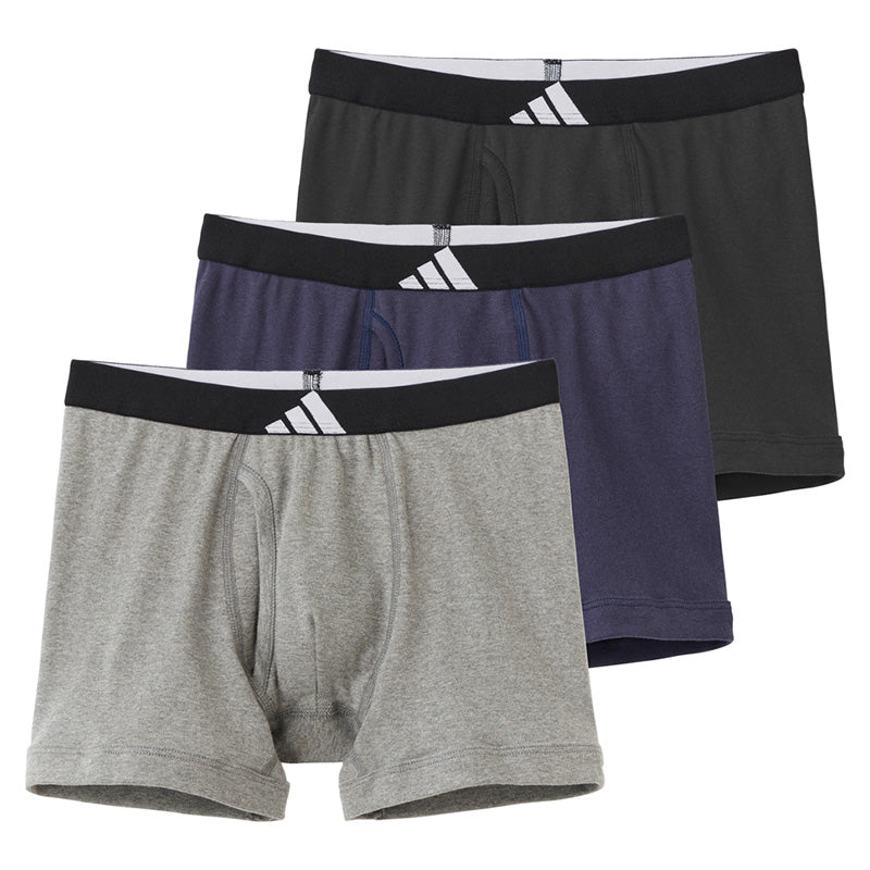 ボクサーパンツ メンズ 3枚セット 前開き 綿100 下着 adidas