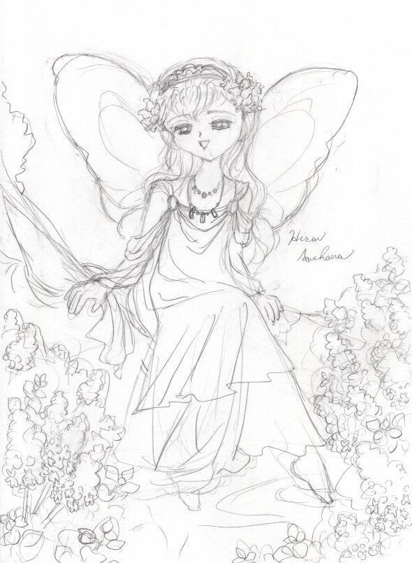 作成中☆妖精のお姫様イラストの経過☆下絵など | レトロな少女漫画風