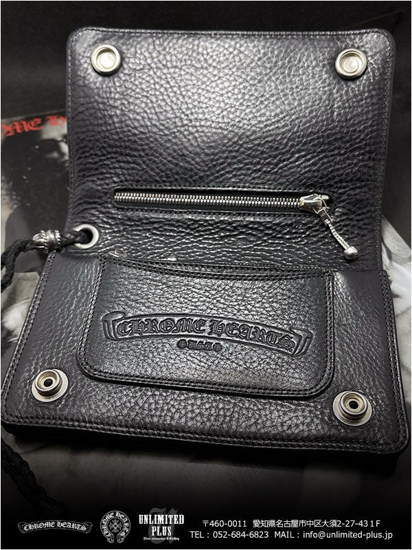 クロムハーツ財布 / 2ジップ クロスボタンズ ストラップ ブラック