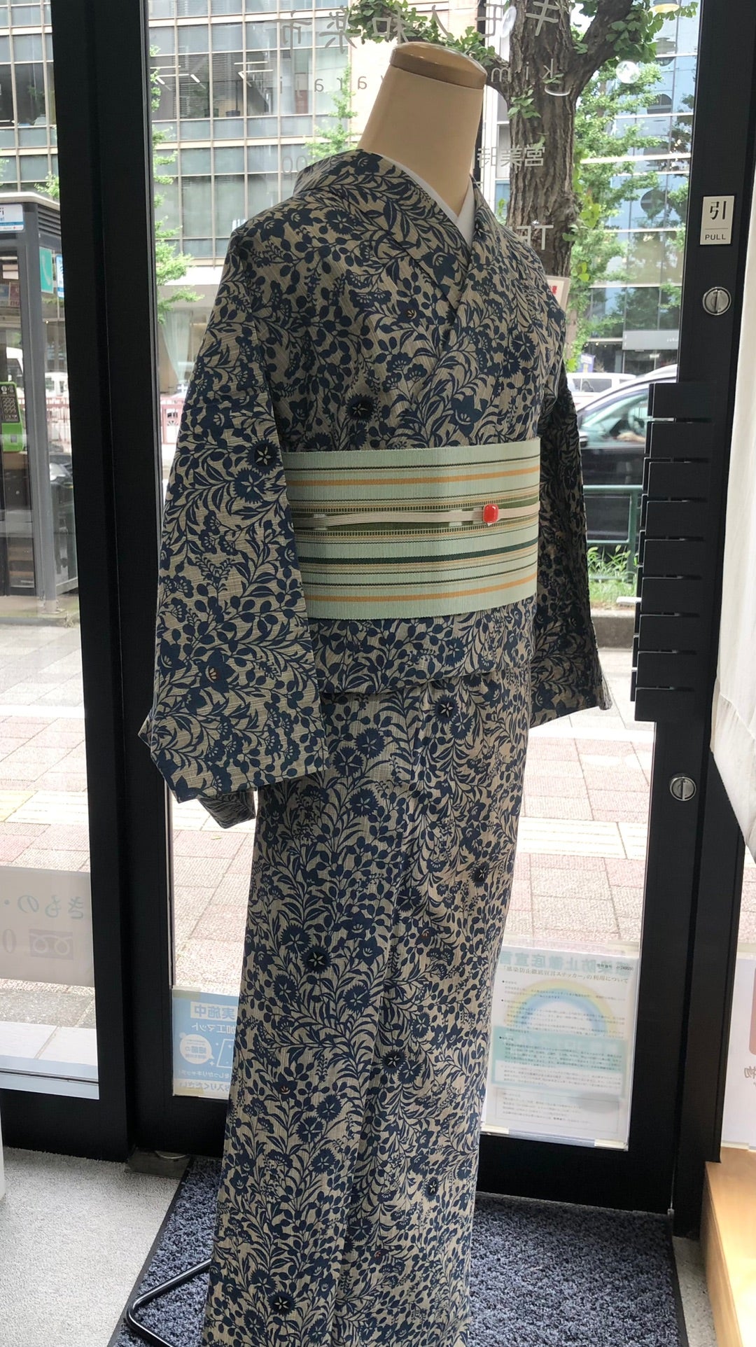 浴衣】竺仙奥州小紋とミンサー半幅帯♪ | キモノ和楽市 銀座店