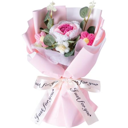 渡産業/ニットフラワーブーケ ピンク/CW-5122 - 花材通販はなどんや