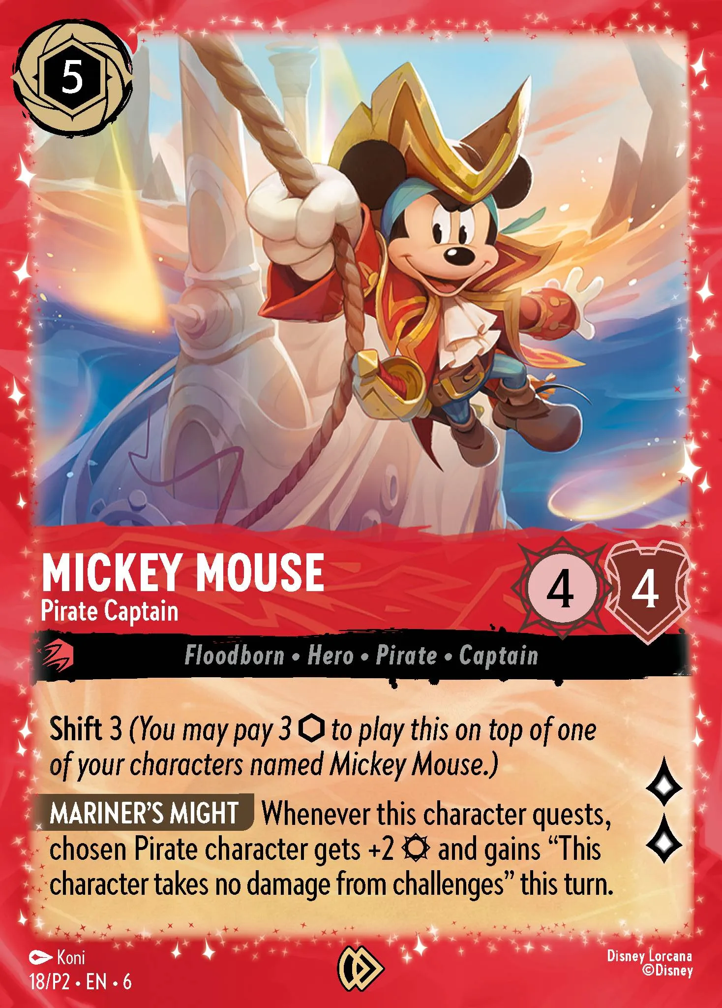 009-111 Mickey Mouse - Brave Little Prince Lorcana Card | Disney