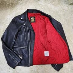 初期タグ 666 ライダース ダブル 34 シープスキンレザー ロンジャン