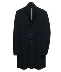 カズユキクマガイ 黒 カシミヤ混ストレッチメルトンロングコート