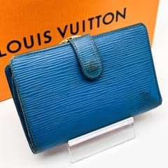 ルイヴィトン モノグラム ヴィエノワ 二つ折り財布 がま口 青 エピ