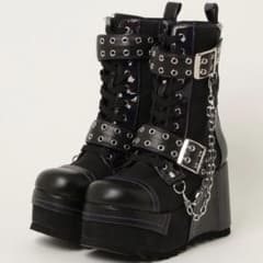 yosuke ヨースケ 厚底ブーツ チェーン 地雷 パンク y2k 黒 紫 - メルカリ