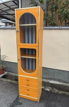 食器棚 昭和レトロ レトロポップ オレンジ イエロー キャビネット 収納