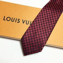 未使用級 ルイヴィトン Louis Vuitton ネクタイ レッド チェック柄