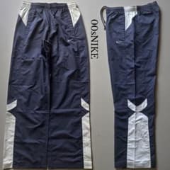 極太00s NIKE Lサイズ バギーナイロントラックパンツ ネイビー×グレー