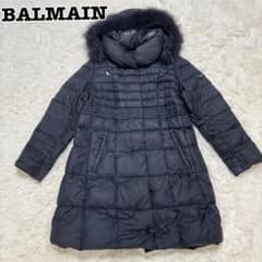 極美品】バルマン☆ ブルーフォックス ファー付 ダウンコート 黒M 891