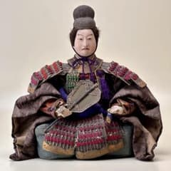 江戸〜明治時代 武者人形 鎧武者座り人形 高さ約32cm 古美術・骨董