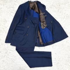 菅田将暉 ダブル スーツ セットアップ ネイビー 玉虫カラー ペイズリー