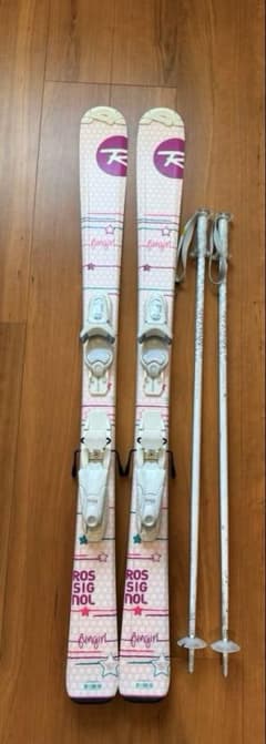 ジュニアスキー板120cm ストック90cm - メルカリ