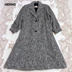 ヘルノ ウール ヘリンボーン チェスターコート ロング オールド