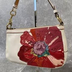 COACH コーチ フラワーモチーフ 刺繍 ハンドバッグ アクセサリーポーチ
