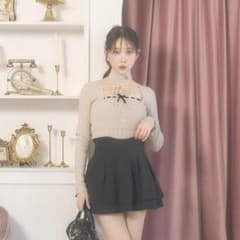 ミシェルマカロン リボンキャミアンサンブルニットトップス ベージュ