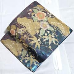 B◇着物くつろぎ 辻が花 金通し 松 菊 青緑 六通 正絹 フォーマルな