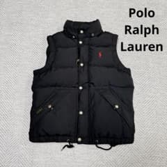 美品 ポロラルフローレン ダウンベスト ブラック 赤ポニー刺繍 肉厚