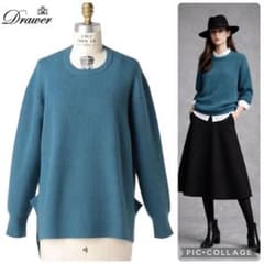 美品❤️カシミヤ混＊Drawerドゥロワー 9G畦編み クルーネックニット S