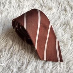 ネクタイ ビームスF ブラウン レジメンタル シルク 日本製 オレンジ