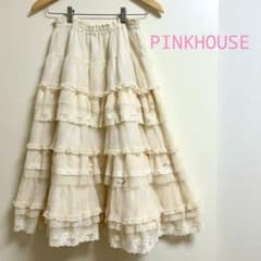 ピンクハウス スカート ピコフリル レース チュール リボン フレア