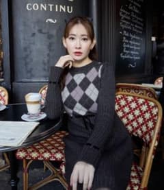 Moor Argyle Ribbon Knit Dress gray - メルカリ
