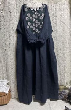 再販6214ミナペルホネンハンドメイドリネン100%ワンピース rosy