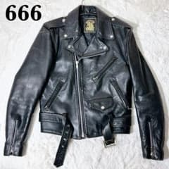 希少 666 初期 死神タグ レザー ダブル ライダースジャケット 黒 M 36
