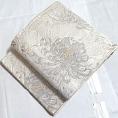 A◇着物くつろぎ 乱菊模様 金銀糸 白 六通 正絹 フォーマルな袋帯