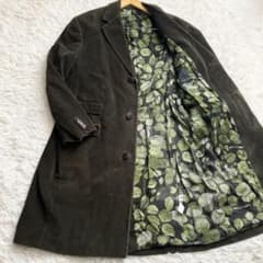 ポールスミス チェスターコート 総柄 裏地 花柄 コーデュロイ ロング