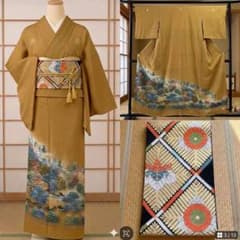 美品 正絹 色留袖 4点フルセット 三つ紋 作家物 袋帯 山吹色 入学式
