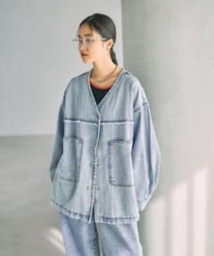 新品タグ付】 ノーカラーデニムシャツ LEPSIM - メルカリ