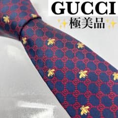 GUCCI グッチ 極美品 近年タグ ネクタイGG柄 ネイビー 蜂 ビー 大人気