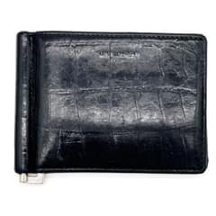 美品】サンローラン マネークリップ 二つ折り クロコ型押し レザー