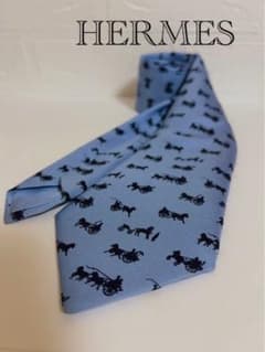 エルメス HERMES ネクタイ 馬 馬車 デュック ブルー - メルカリ