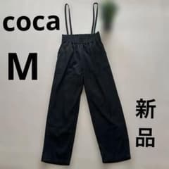 coca 新品タグ付 サロペット M ウエストゴム 黒 体型カバー定価2690