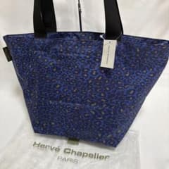 新品タグ付き エルベシャプリエ 舟型トート パンサー ナイロン 青 L