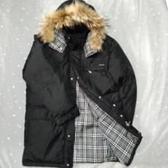 バーバリーブラックレーベル ダウンジャケット 裏地ノバチェック 黒 M