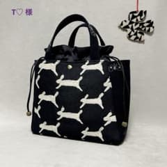 ハンドメイド ミナペルホネン あおりぽけっとの巾着トート⑅︎◡̈︎