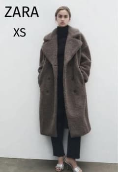 最終価格 ZARA ダブルブレスト フェイクボアコート XS - メルカリ