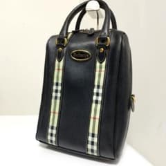 ほぼ未使用☆ バーバリーズ ハンドバッグ ノバチェック レザー 自立