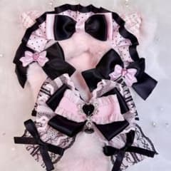 10cm ちびぐるみ ぬい服 着ぐるみ 黒ピンク 猫耳 推しぬい #28 - メルカリ