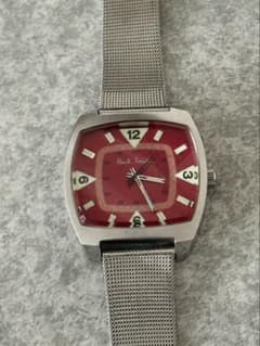 Paul Smith ポールスミス 自動巻き スクエア 腕時計 レッド文字盤