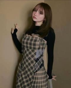 And Mary アンドマリー Nadia check long dress - メルカリ