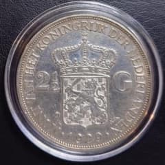 1929年 オランダ銀貨 2.5グルデン ウィルヘルミナ女王大型銀貨 SV720