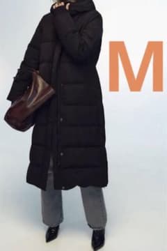 新品 ZARA ロングダウンコート ベンチコート M ブラック ザラ - メルカリ