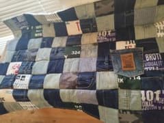 No.1348ハンドメイド☆ブランケット☆デニムリメイク☆パッチワーク