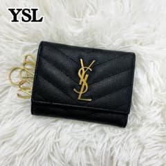 極美✨サンローラン キーケース 6連 キャビアスキン Vステッチ 黒