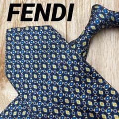 ✨極美品✨FENDI ネクタイ ダイヤ 総柄 ネイビー シルク100% - メルカリ