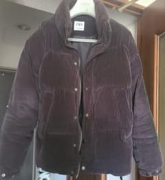 ZARA コーデュロイ ダウンジャケット 黒 ブラック - メルカリ